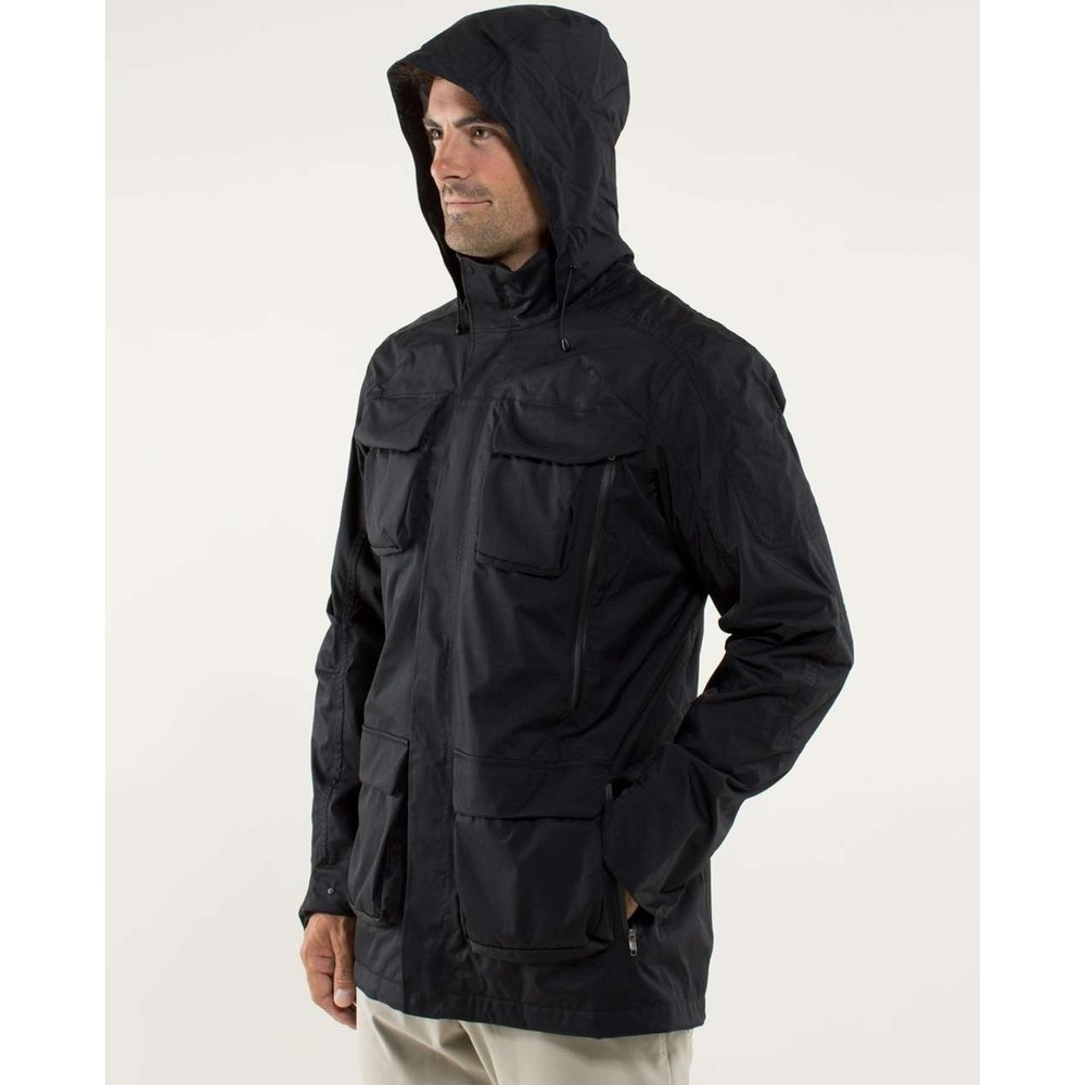 Mens Lululemon Wet Coast Jacket Size Small Black Sealed Seams Rain Jacket EUC - Picture 2 of 11